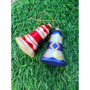 Vintage Glass Bell c. 1950s–1960s Ornaments Set of 2 Hand Painted- 3"
